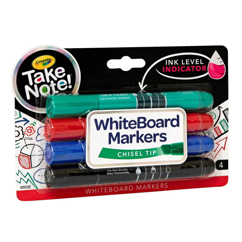 Crayola 4CT.TAKE NOTE BROAD LINE DRY-ERASE.COLORED