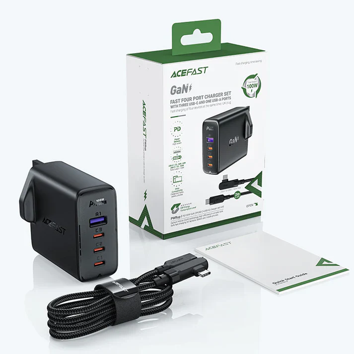 Acefast A40 GaN 100W Fast Charger – UK Plug + 4 Ports & Cable - Image 5