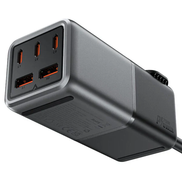 Acefast Fast Charge Power Strip Z3 PD75W GaN (3xUSB-C+2xUSB-A) - Image 2
