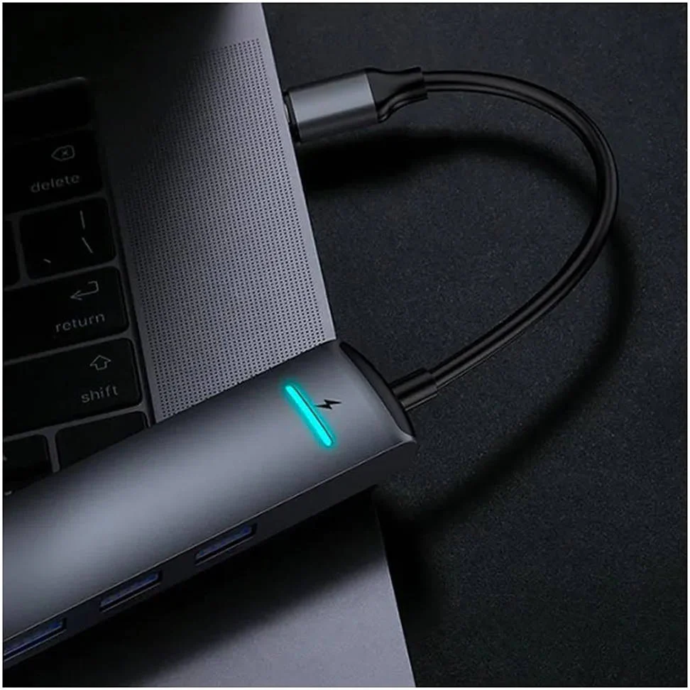 Adapter Baseus Adapter USB-C To 3XUSB HDMI USB-C 6in1 Silver - Image 6