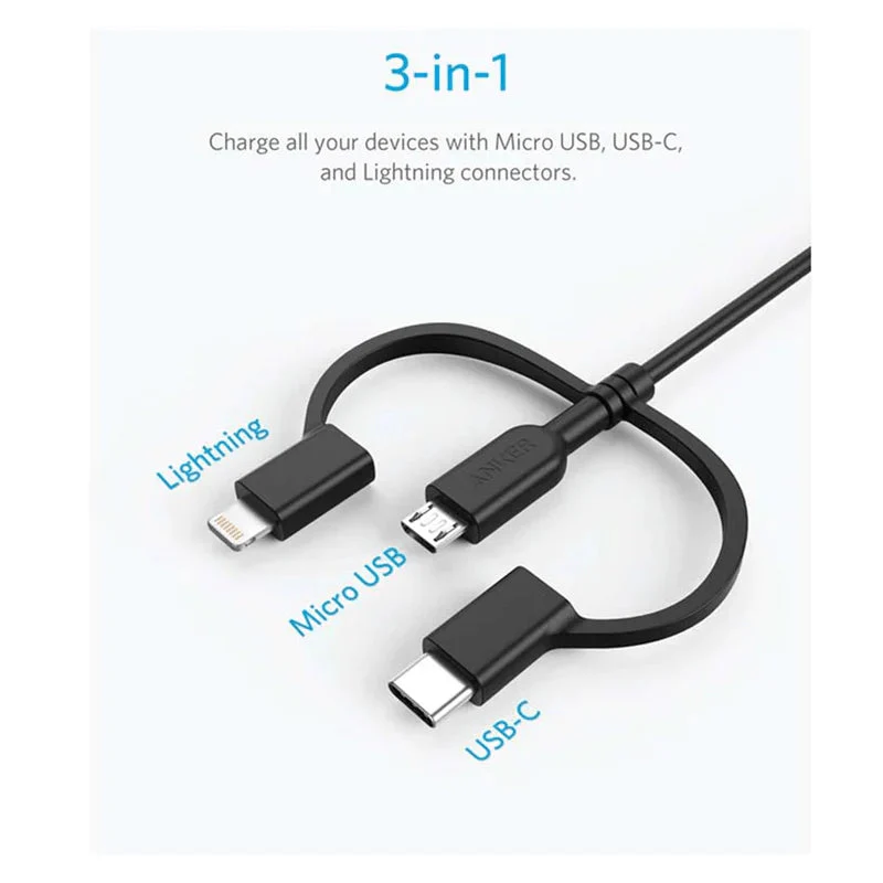Anker 3 in 1 PowerLine II (0.9m) C89 - Black - Image 2