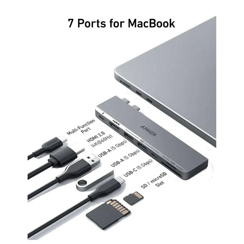 Anker 547 USB-C Hub 7-in-2, for MacBook Silver - Image 3