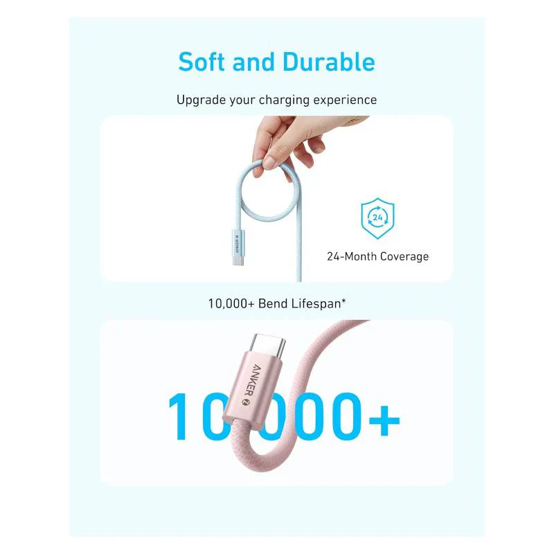 Anker Zolo USB-C to USB-C Braided Cable - 240W / 1.8 Meter / White - Image 5