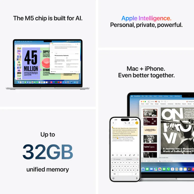 Apple MacBook Air - 13.6" / M5 / 10-Core CPU / 8-Core GPU / 16GB RAM / 512GB SSD / Arb/Eng / Silver / 1YW (Z1L000184) - Image 4