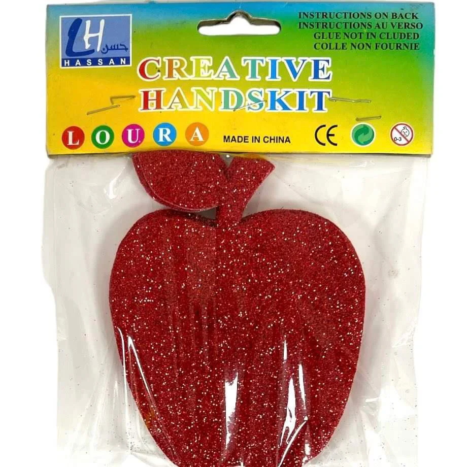Apple Sticky Glitter Foam 4 Pack Red Color - Image 2