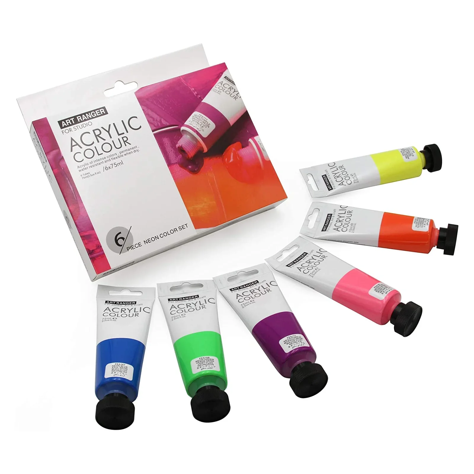 Art Rangers 6X75Ml Acrylic Color Set - Piece Neon Color Set