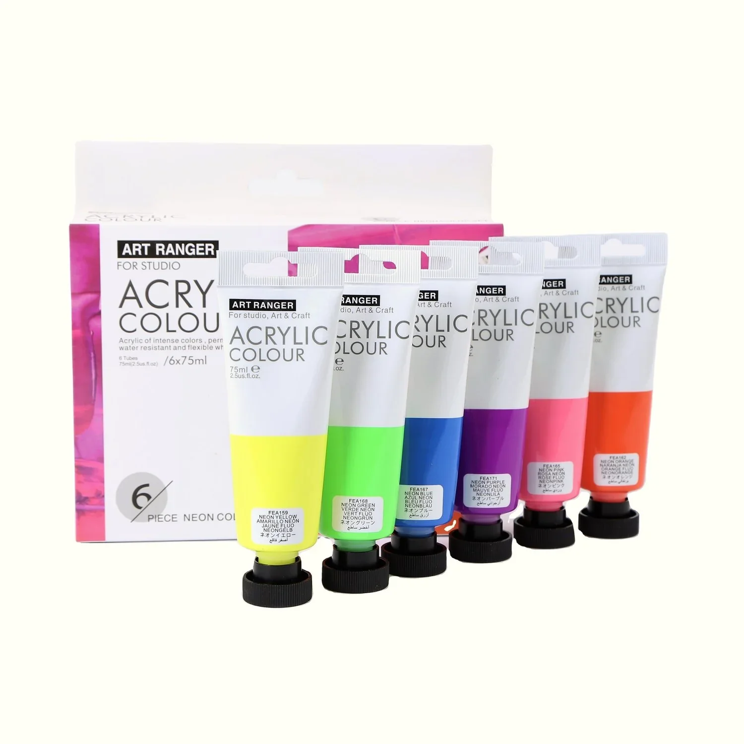 Art Rangers 6X75Ml Acrylic Color Set - Piece Neon Color Set - Image 2