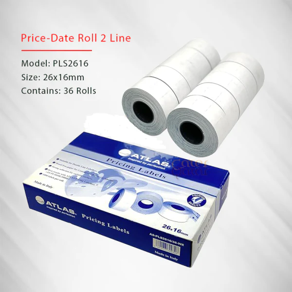 Atlas Two-line print White Pricing Labels Box of 36 Labels) for 2 Line Price and Date Machine - Image 2