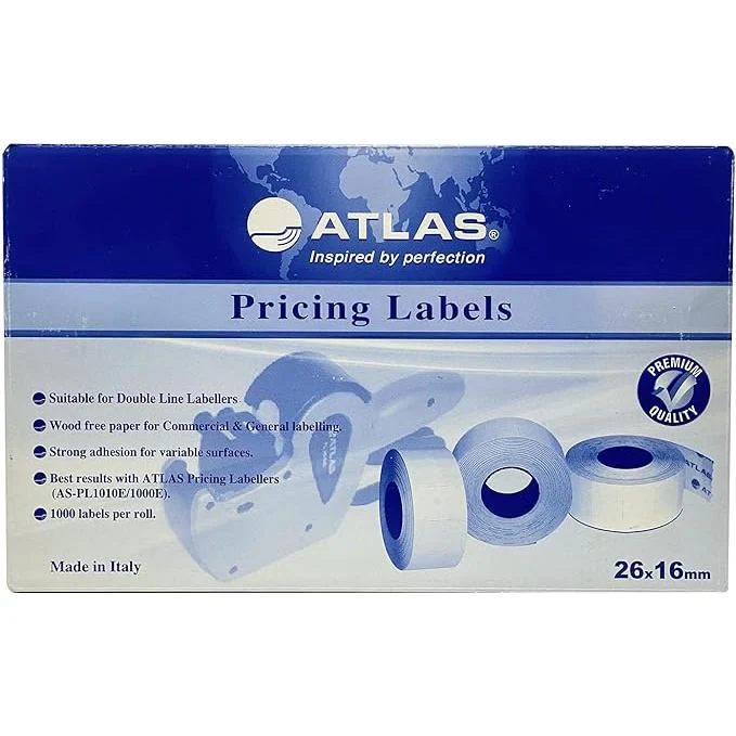 Atlas Two-line print White Pricing Labels Box of 36 Labels) for 2 Line Price and Date Machine - Image 3