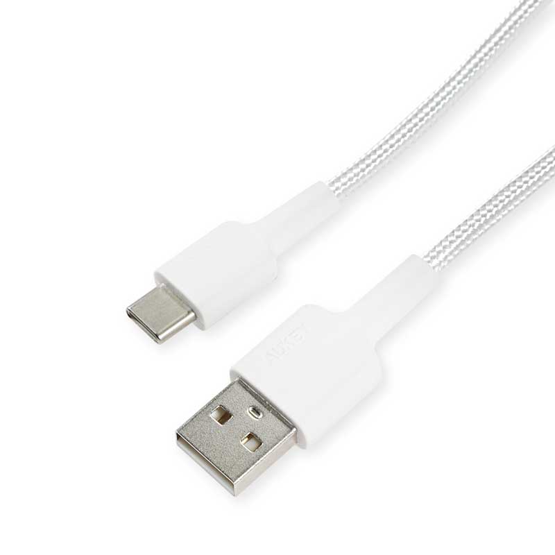 Aukey Braided Nylon Usb 2.0 To Usb-C Cable - 0.9m White - Image 3