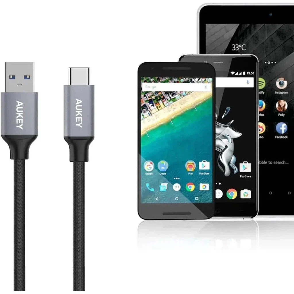 AUKEY CB-CMD1 1M USB A To USB C Quick Charge 3.0 Durable Braided Nylon Cable (3 Pack) - Image 2