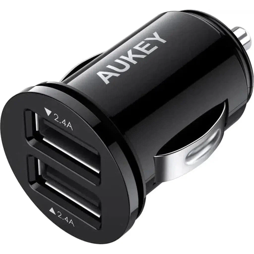 Aukey Cc-S1 Bk 24W Duo-Port Ultra Small Car Charger - Black