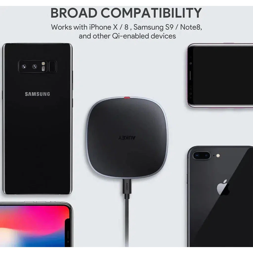Aukey Lc-C6 Bk Usb-C Input 15W Wireless Fast Charge - Black - Image 2