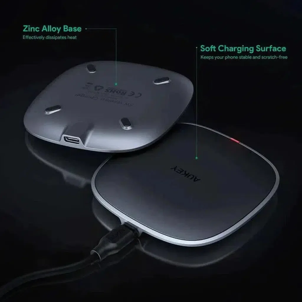Aukey Lc-C6 Bk Usb-C Input 15W Wireless Fast Charge - Black - Image 3