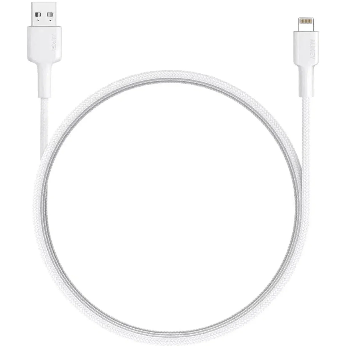 Aukey Nylon Braided Usb A To Lightning Cable - White