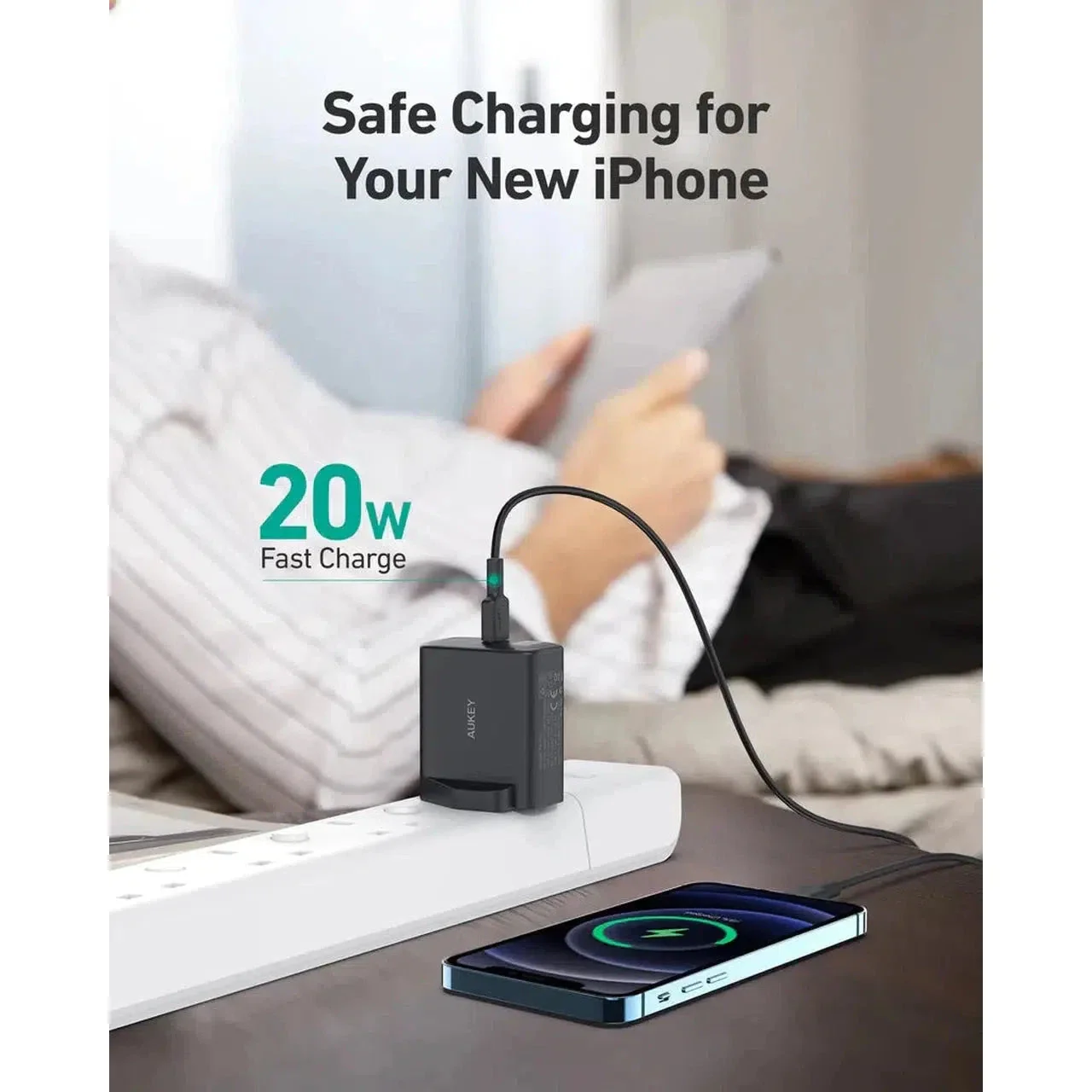 Aukey Pa-F3S Bk Dual Port 32W - Pd Usb C Wall Charger - Black - Image 3