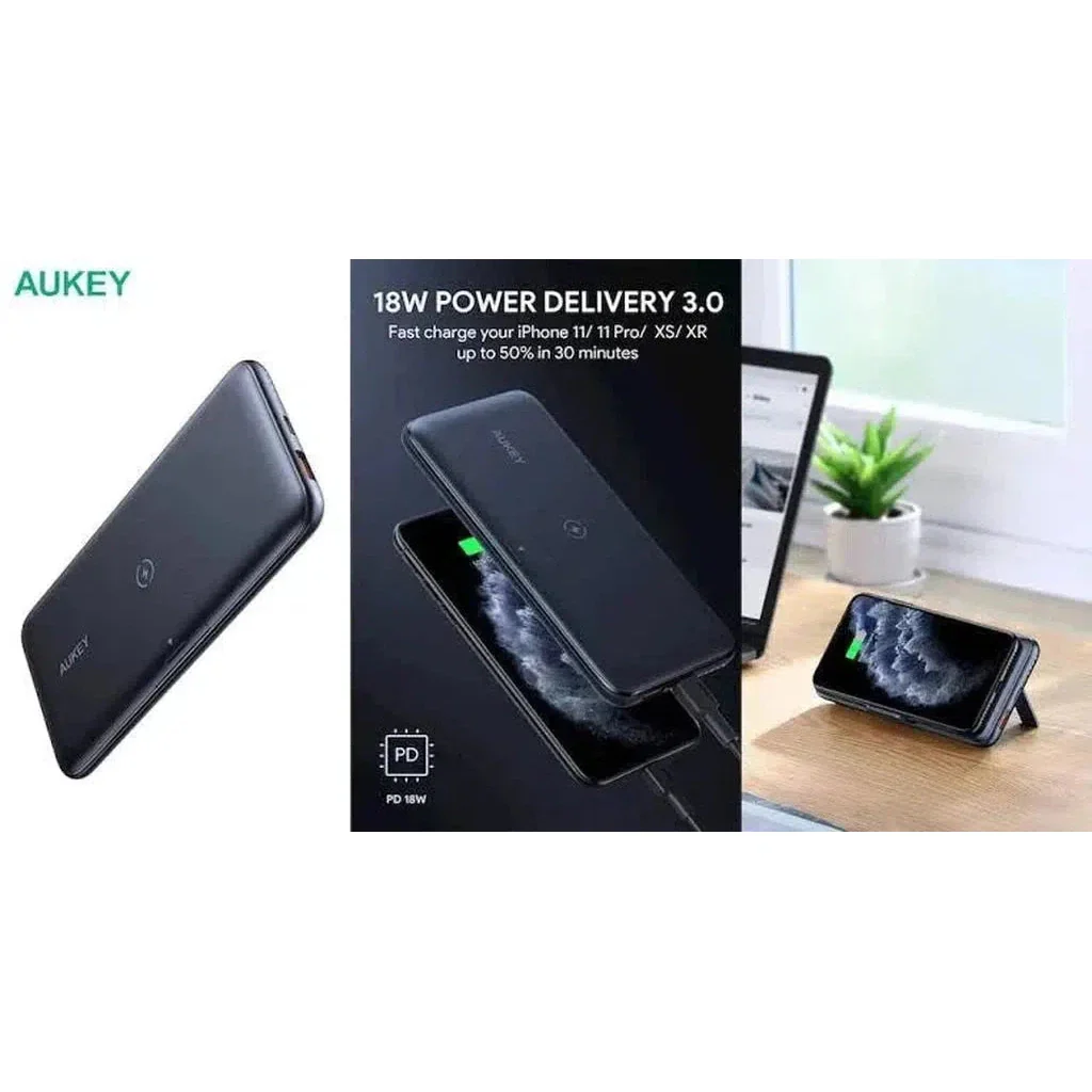 Aukey Pb-Wl02 10,000Mah Wireless Charging Power Bank - Black - Image 3