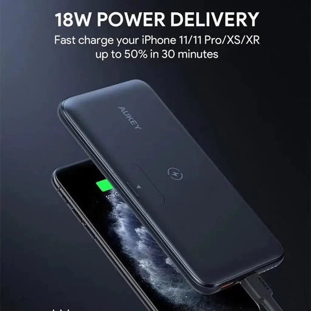 Aukey Pb-Wl02 10,000Mah Wireless Charging Power Bank - Black - Image 5