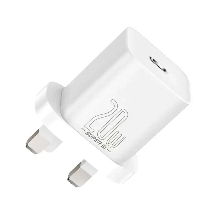 Baseus 20W PD Mini Charger Super Si 1C Wall Charger USB Type C UK and USB Type C - Lightning cable 1M White - Image 4