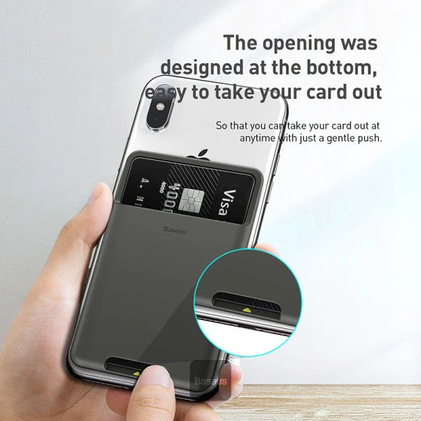 Baseus back stick silicone card bag - French grey - Image 4