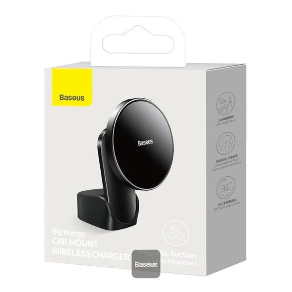Baseus Big Energy Car Mount Wireless Charger - Black - Image 5