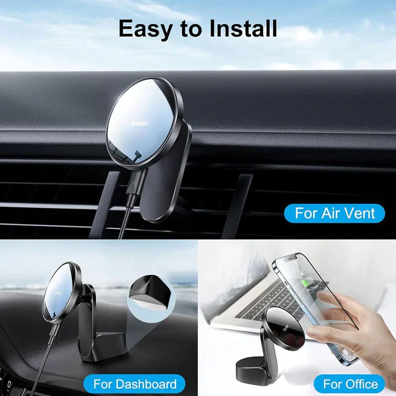 Baseus Big Energy Car Mount Wireless Charger - Black - Image 7