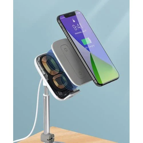 Baseus Desktop Wireless Charger Holder/Stand for Smartphone/Tablet (Youth Holder, Silver) - Image 10