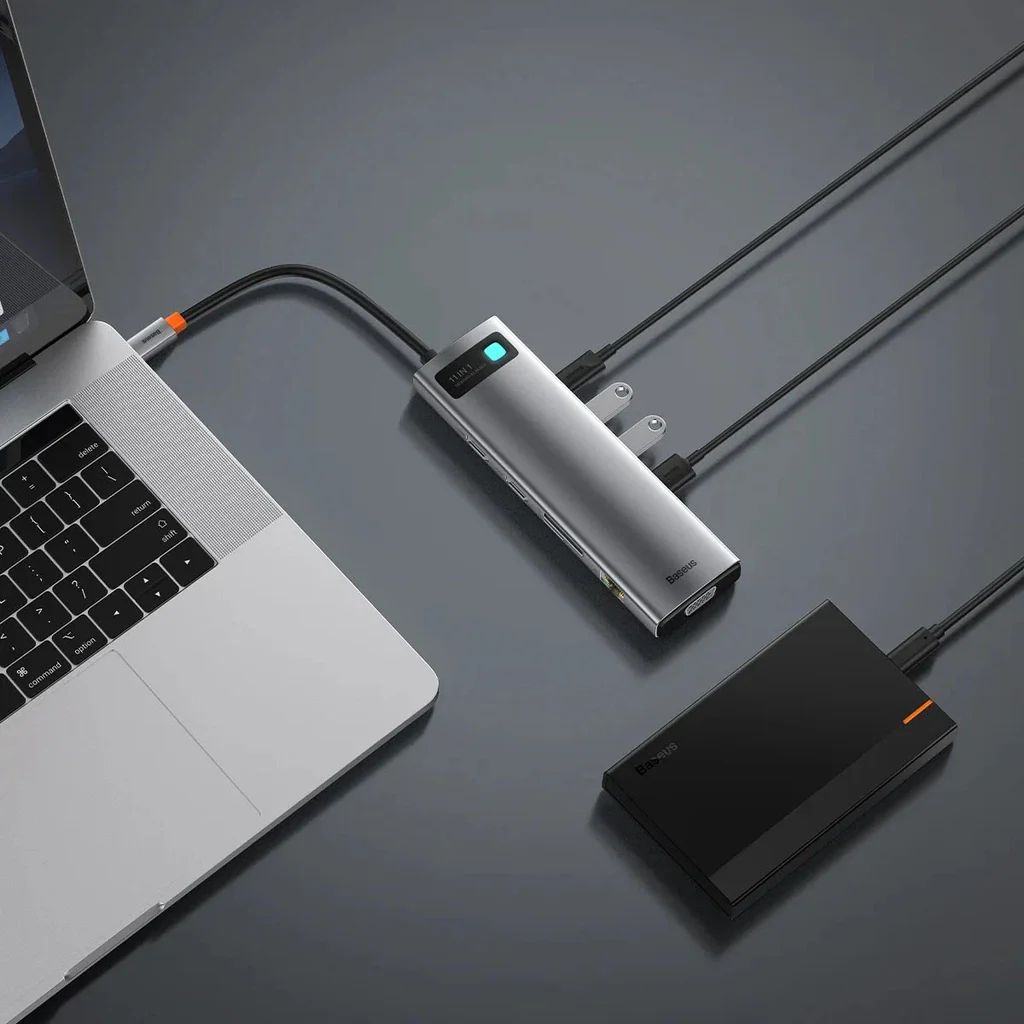 Baseus Metal Gleam Series 11-IN-1 Multifunctional Type-C Hub Docking Station Space Gray - Image 11