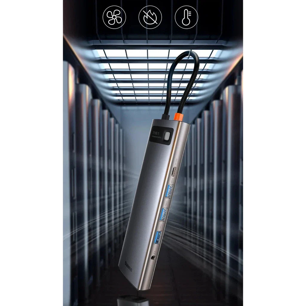 Baseus Metal Gleam Series 11-IN-1 Multifunctional Type-C Hub Docking Station Space Gray - Image 12