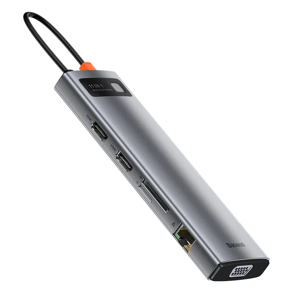 Baseus Metal Gleam Series 11-IN-1 Multifunctional Type-C Hub Docking Station Space Gray - Image 6