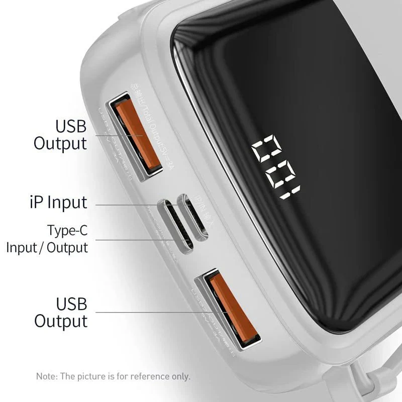 Baseus Qpow Digital Display Power Bank - Type C / 3A / 10000mAh / White - Image 2