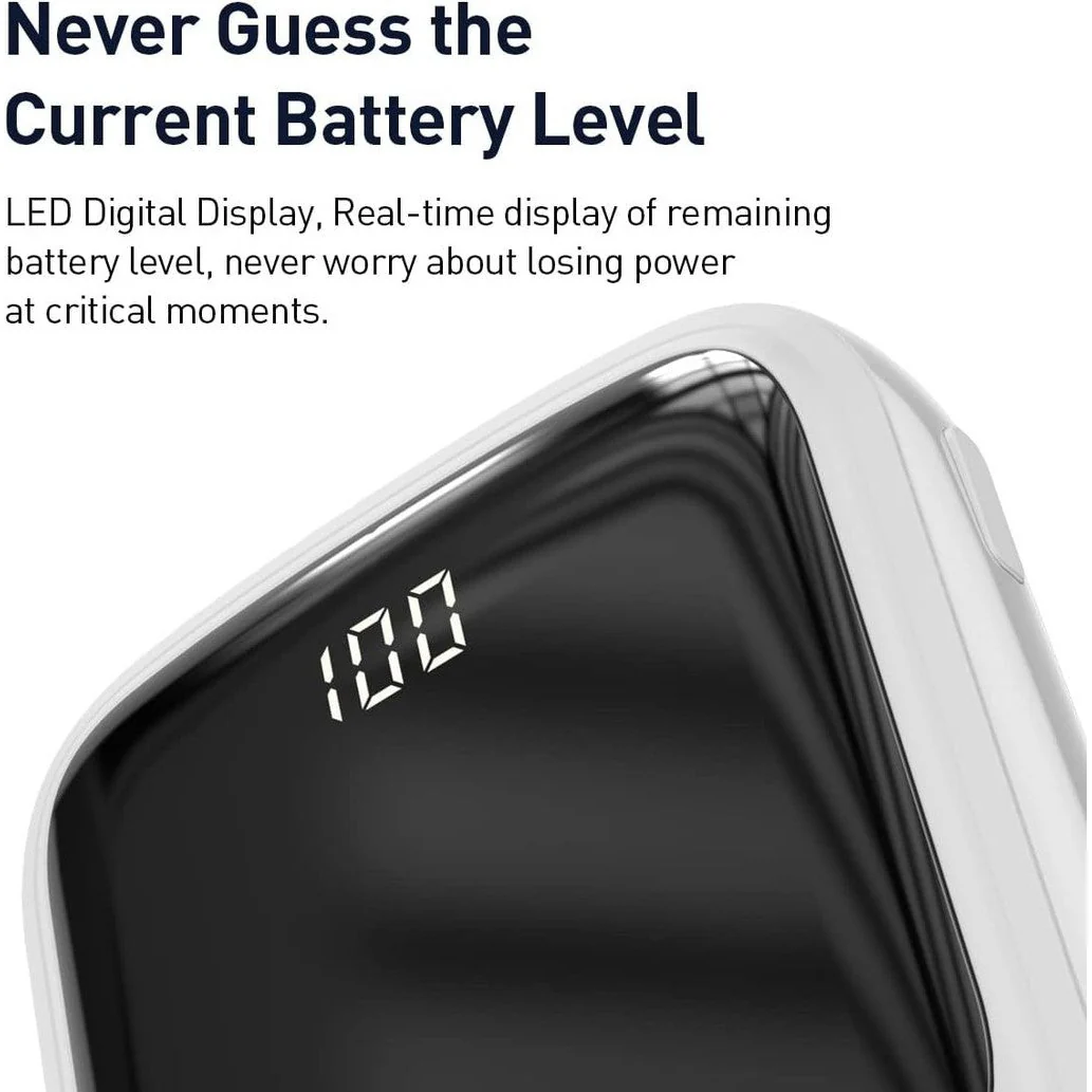 Baseus Qpow Digital Display Power Bank - Type C / 3A / 10000mAh / White - Image 5