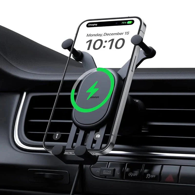Baseus Stable Gravitational Wireless Charging Car Mount Pro 15W (Air Outlet Version) - Black - Image 7