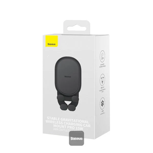 Baseus Stable Gravitational Wireless Charging Car Mount Pro 15W (Air Outlet Version) - Black - Image 8