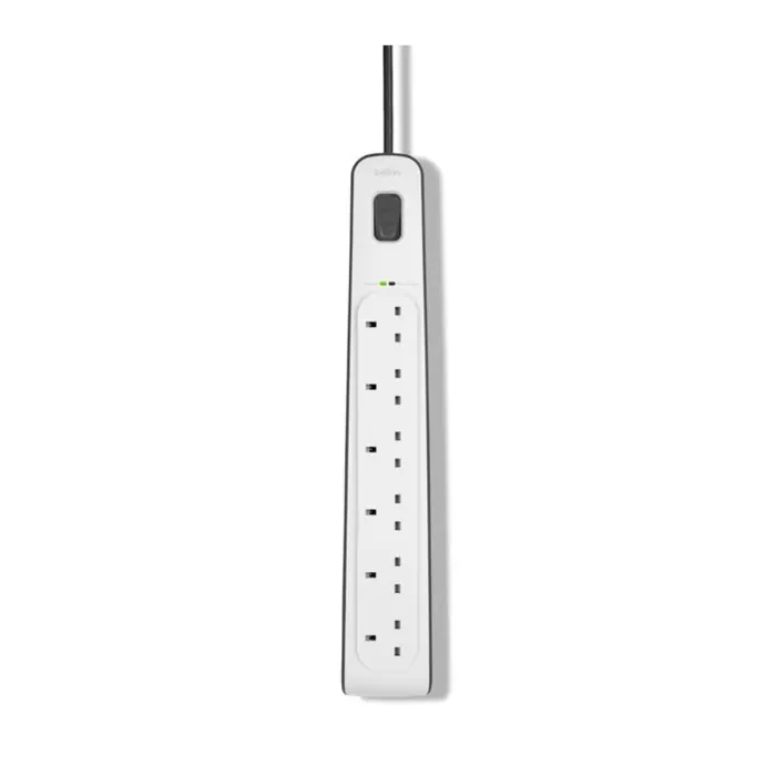 Belkin 6-Outlet Surge Protection Strip with 2M Power Cord -White/Grey - Image 2