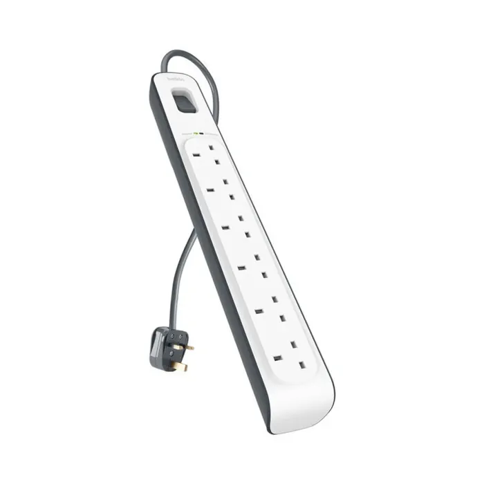 Belkin 6-Outlet Surge Protection Strip with 2M Power Cord -White/Grey - Image 3