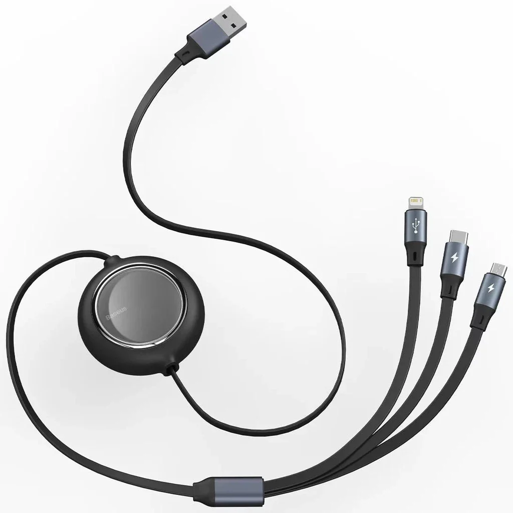 Cable Baseus Bright Mirror 3-in-1 cable USB For M+L+T 3.5A 1.2m Black - Image 2