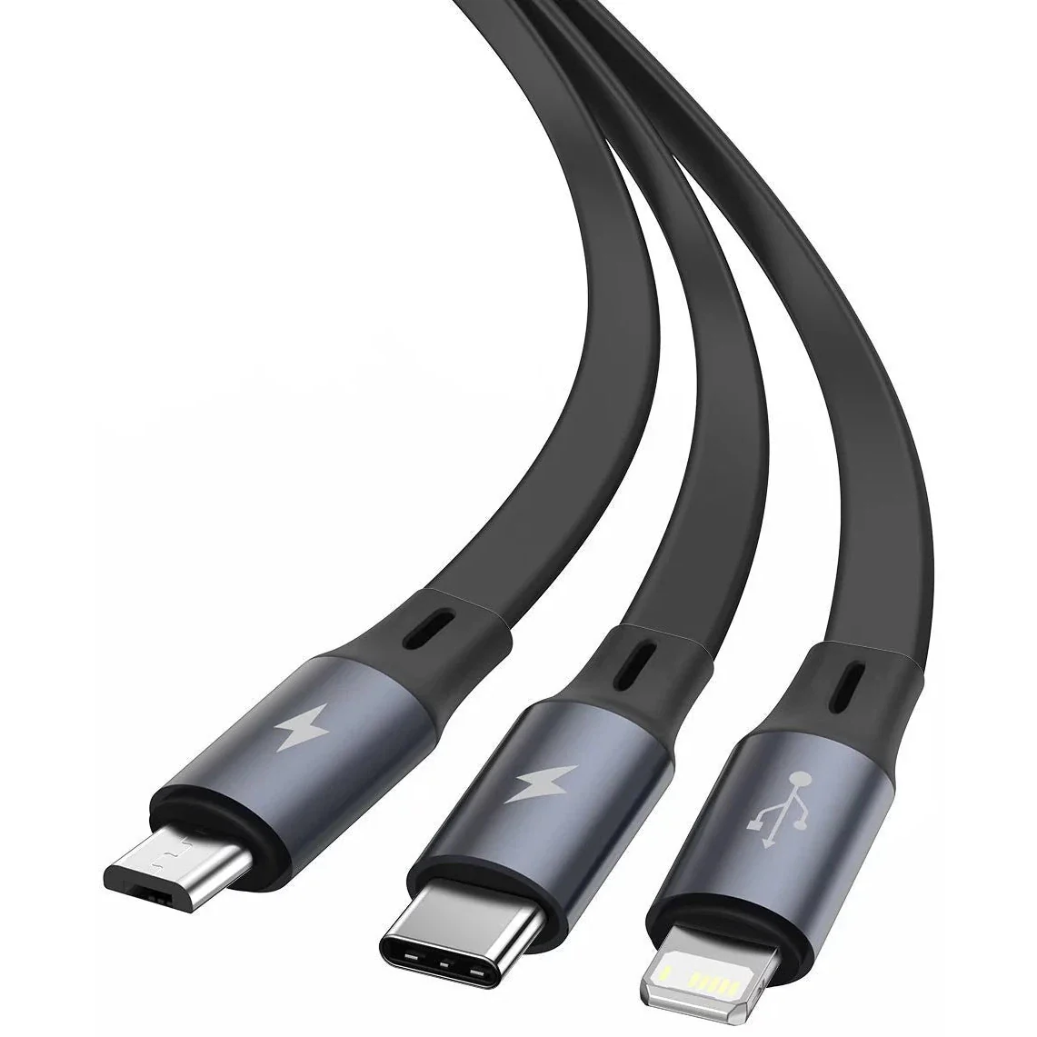 Cable Baseus Bright Mirror 3-in-1 cable USB For M+L+T 3.5A 1.2m Black - Image 3