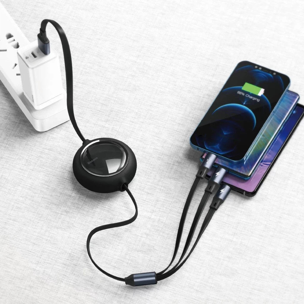 Cable Baseus Bright Mirror 3-in-1 cable USB For M+L+T 3.5A 1.2m Black - Image 6