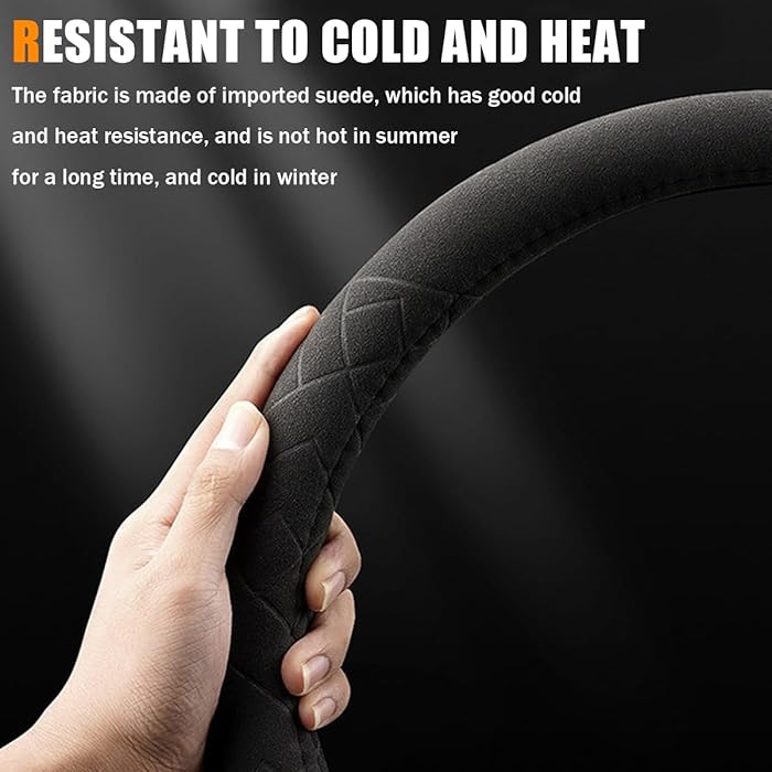 Car Suede Steering Cover Black - Image 2