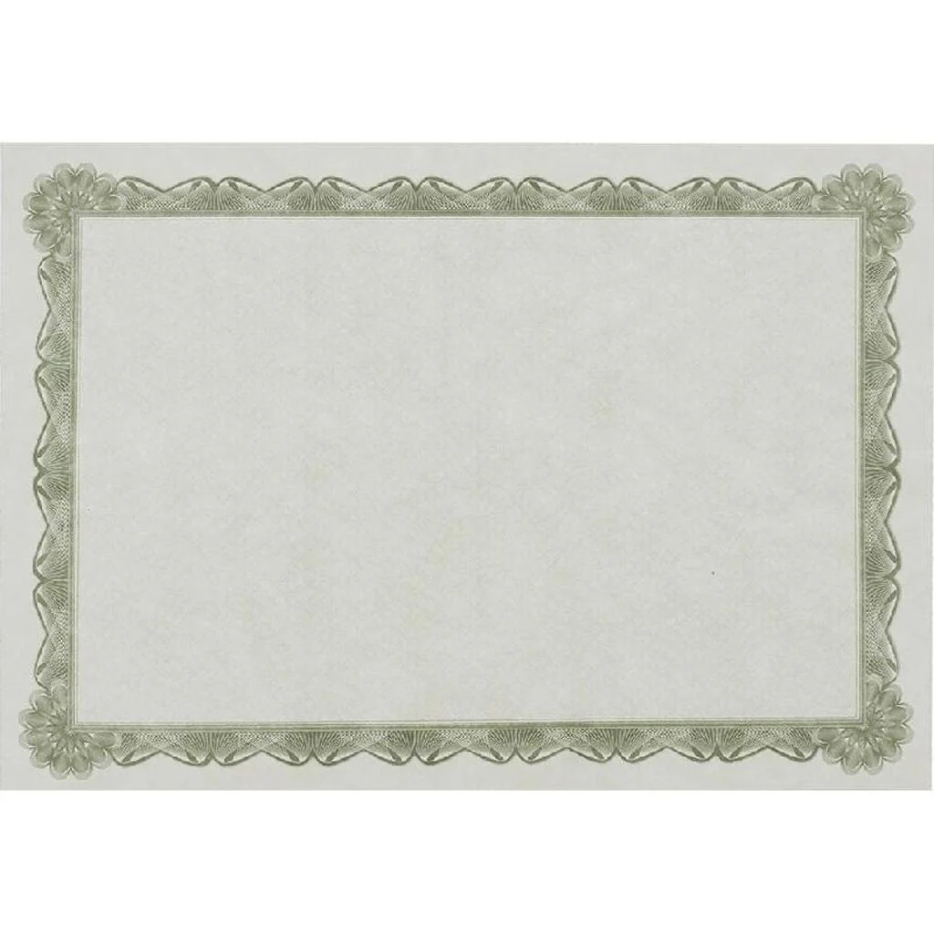 Certificate Paper Cream Color and Green Border - Image 2