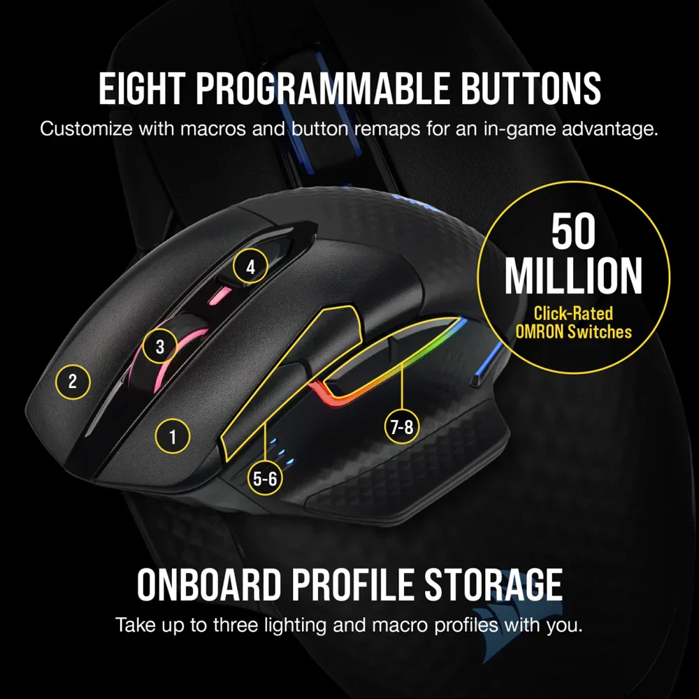Corsair Icue Dark Core Pro Rgb Wireless Gaming Mouse Black - Image 6