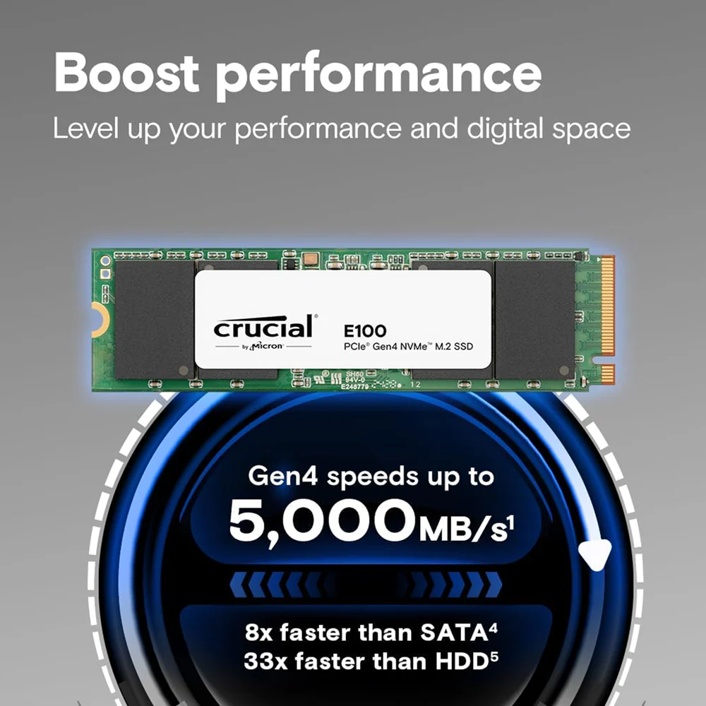 Crucial E100 2TB M.2 NVMe SSD PCIe 4.0 Gen4, 5000MB/s - Image 3