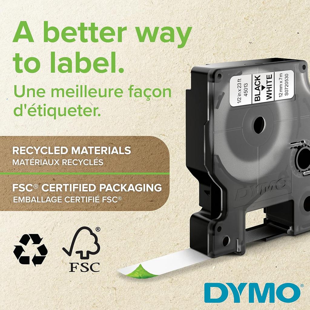 DYMO Authentic D1 Labels, 12mm x 7m Roll, Black Print on Blue Tape, Self-Adhesive Labels - Image 3