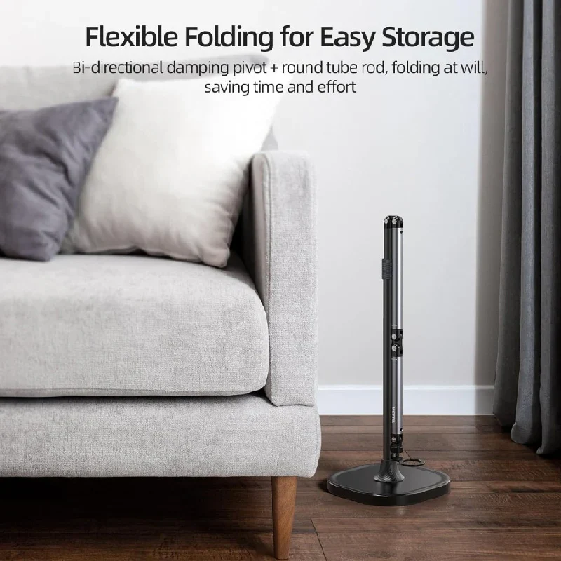 Earldom EH301 2-IN-1 Magnetic Overhead Floor Stand for Phone & Tablet - Black - Image 4