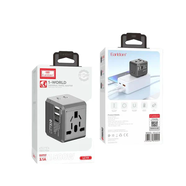 Earldom World Universal Travel Adapter – 3.1A Fast Charging, 1500W Output - Image 5