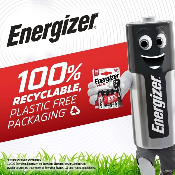 Energizer Max Alkaline E91 AA Batteries - Pack of 4, Long-Lasting Power, Leak-Proof Design, Ideal for Everyday Devices - Image 2