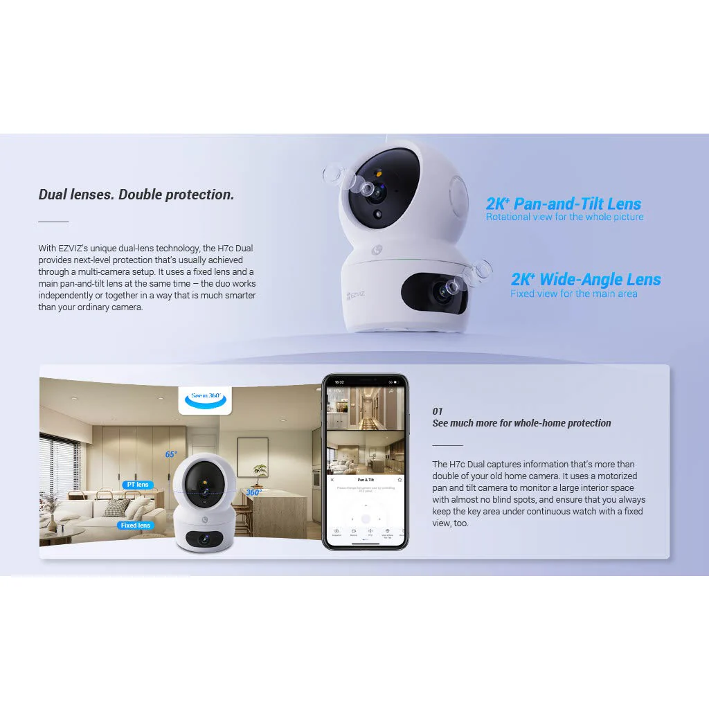 Ezviz by Hikvision | H7C Dual-Lens (2K + 2K) Resolution Pan & Tilt Wi-Fi Camera - Image 8