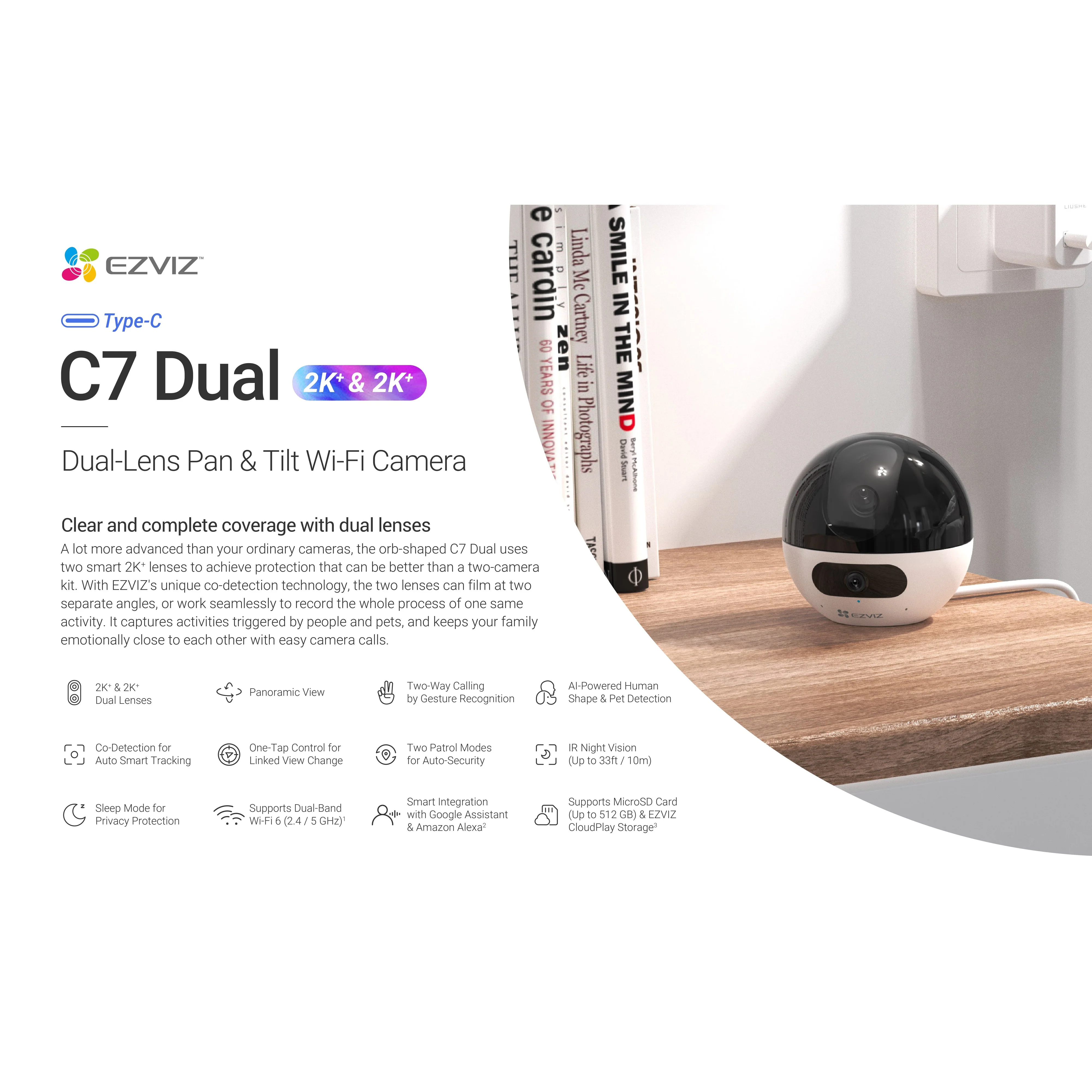 Ezviz C7 DUAL Pan & Tilt Wi-Fi Camera - Image 5