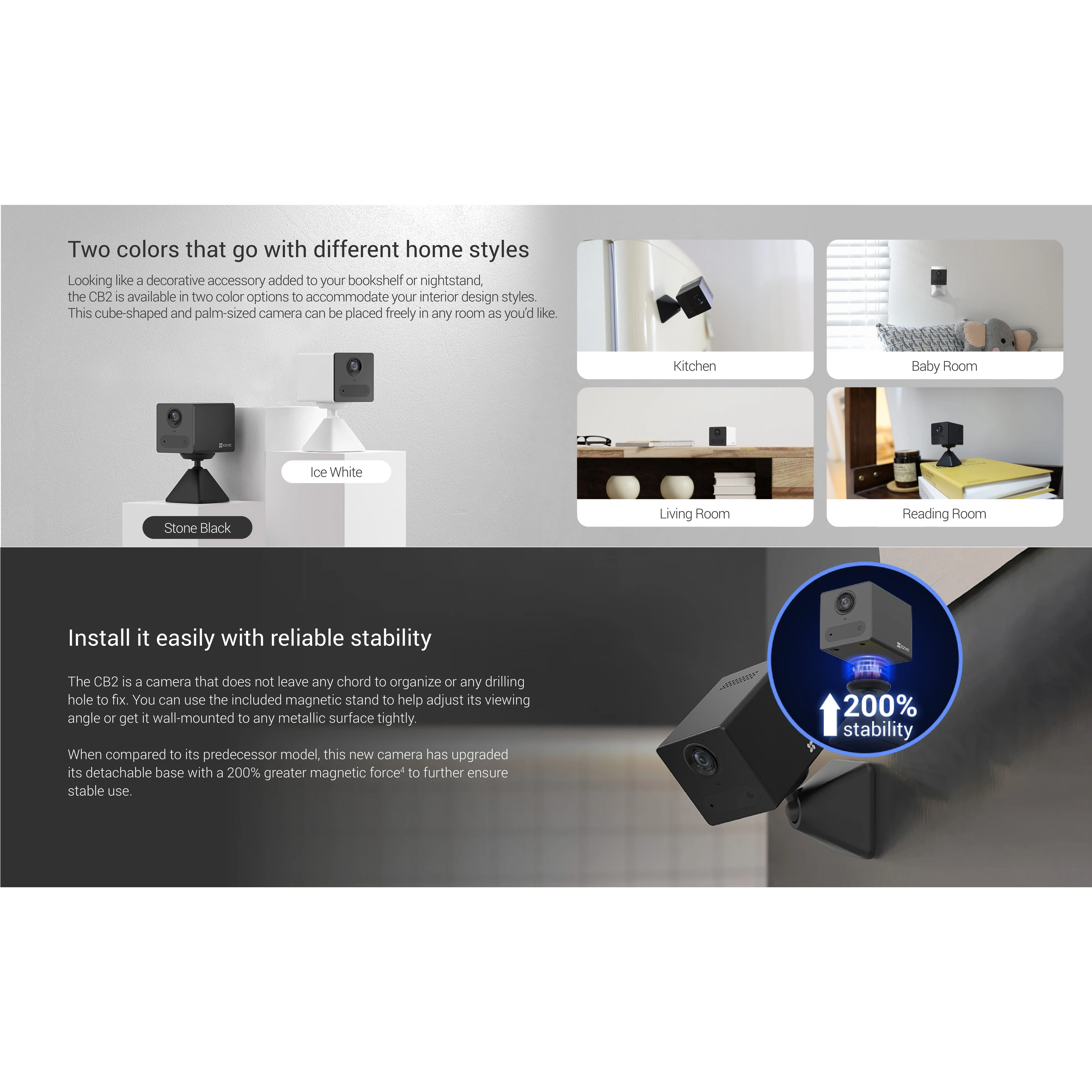 Ezviz CB2-WH Wi-Fi Smart Home Battery Camera - White - Image 9